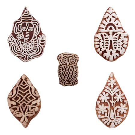 Set of 5 Piece New Mix Wooden Printing Blocks